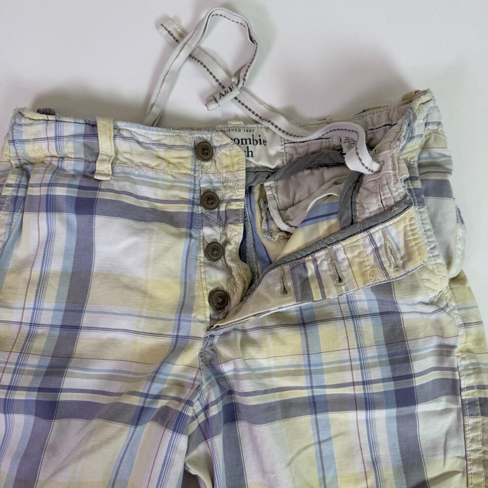 Abercrombie & Fitch Y2K Plaid Shorts Mens 30 Button Fly Madras Preppy Summer - Picture 6 of 16